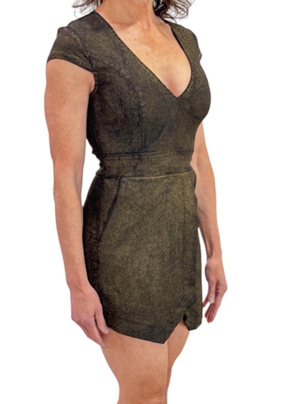 G by Guess Romper Skort - Metallic Black & Gold Size XS